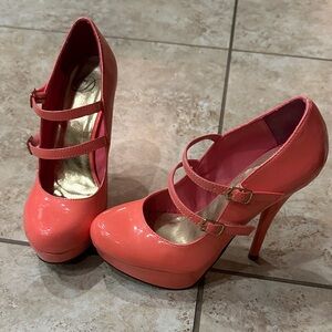 Coral Patent Mary Jane Diva Platform Heels